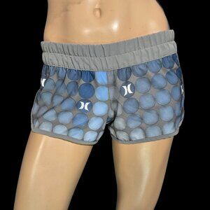 Y2K Hurley Micro Board Shorts Size S Low Rise 2000s Activewear Grey Blue Print